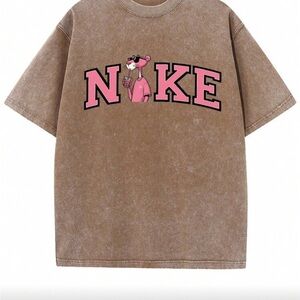 Brown Nike T-Shirt with Pink panther Graphic